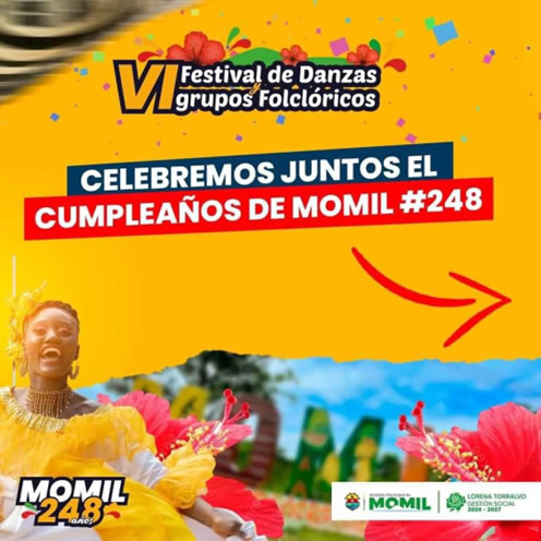 Festival de danzas grupos folclóricos en la celebración de los 248 años de Momil