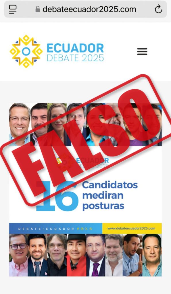 noticias falsas relacionadas con los candidatos presidenciales ecuador 2025