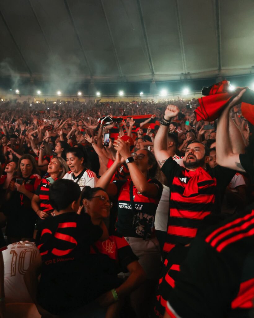 Celebración de los aficionados del Flamenco por el título de campeon de la copa libertadores 2025